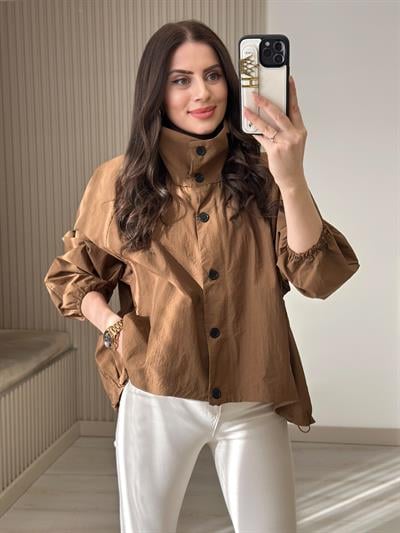 Oversıze Cepli Rüzgarlık Kahve 
