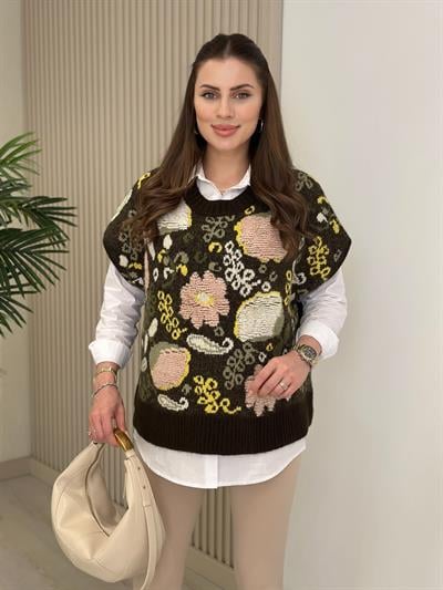 Özel Üretim Gömlek Süveter Takım Kahve