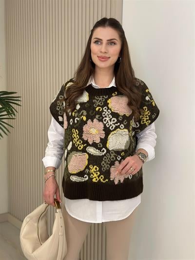 Özel Üretim Gömlek Süveter Takım Kahve