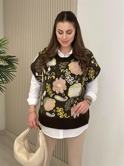 Özel Üretim Gömlek Süveter Takım Kahve