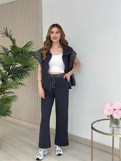 Paraşüt Detaylı Modal Kumaş Yanı Büzgülü Takım Antrasit