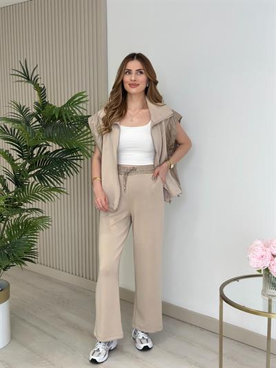 Paraşüt Detaylı Modal Kumaş Yanı Büzgülü Takım Bej