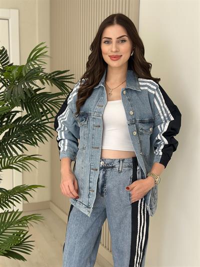 Paraşüt Detaylı Tasarım Jean Takım Lacivert