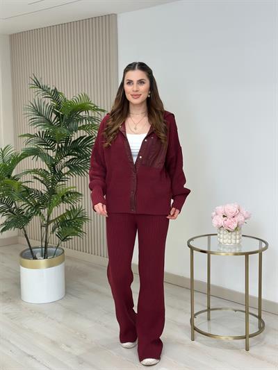 Paraşüt Detaylı Tasarım Triko Takım Bordo