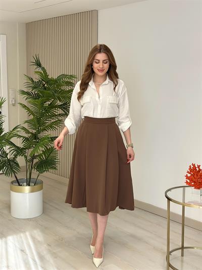 Pearl Yakası Cepleri İncili Gömlek Beyaz