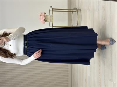 Poplin Kumaş Uzun Cepli Etek Lacivert