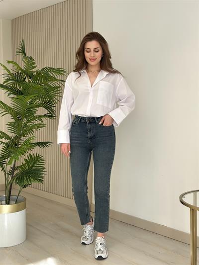 Premium Kalite Poplin Oversıze Gömlek Beyaz