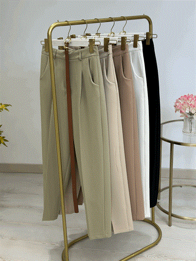 Premium Kalite Tok Kumaş Kemerli Havuç Pantolon Açık Haki