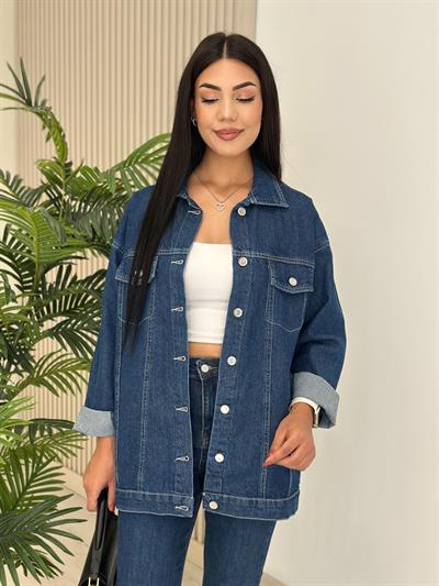 Rahat Kalıp Kot Ceket Mavi