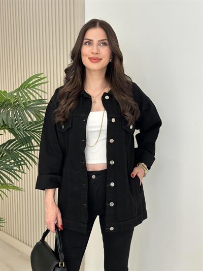 Rahat Kalıp Kot Ceket Siyah