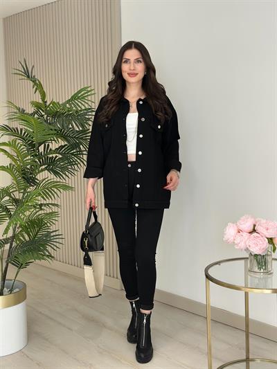 Rahat Kalıp Kot Ceket Siyah