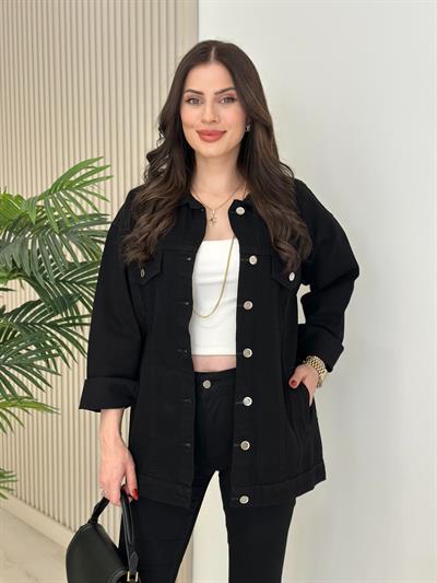 Rahat Kalıp Kot Ceket Siyah