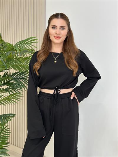 Rome Modal Kumaş Kargo Cep Detaylı Takım Siyah