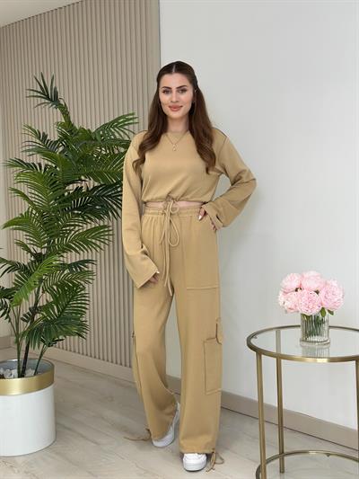 Rome Modal Kumaş Kargo Cep Detaylı Takım Camel