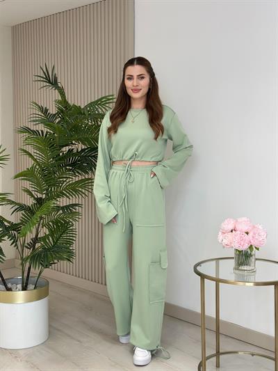 Rome Modal Kumaş Kargo Cep Detaylı Takım Mint