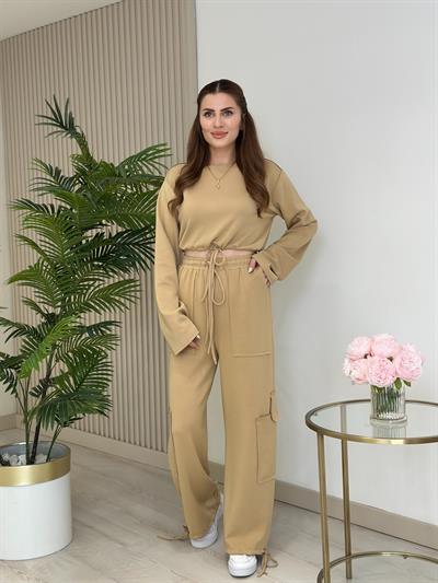 Rome Modal Kumaş Kargo Cep Detaylı Takım Camel