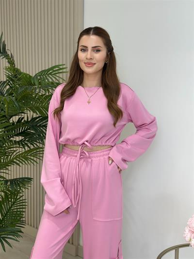 Rome Modal Kumaş Kargo Cep Detaylı Takım Pembe