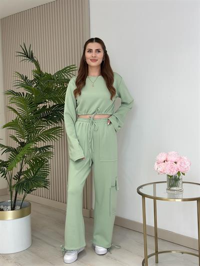 Rome Modal Kumaş Kargo Cep Detaylı Takım Mint