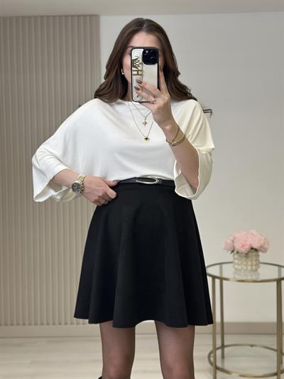 Salaş Yarasa Kol Modal Kumaş Bluz Beyaz