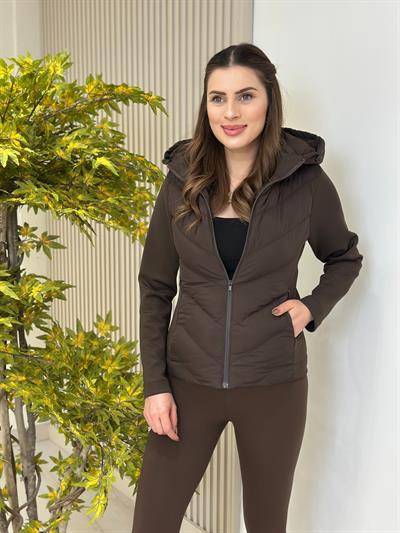 Scuba Kollu Marka Model Şişme Mont Kahve