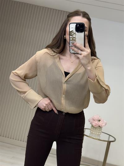 Şifon Marka Model Gömlek Bej
