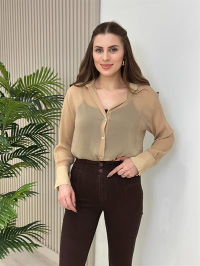 Şifon Marka Model Gömlek Bej