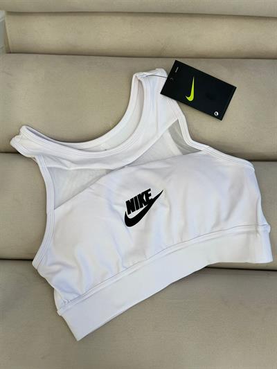 Sırtı Ve Göğsü Transparan Detaylı Sporcu Büstiyer Beyaz