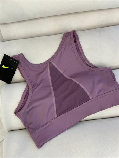 Sırtı Ve Göğsü Transparan Detaylı Sporcu Büstiyer Mor