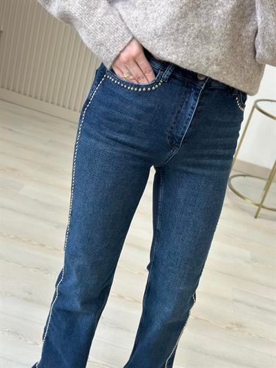 Straight Cepleri Yanları Zımbalı Jean Lacivert