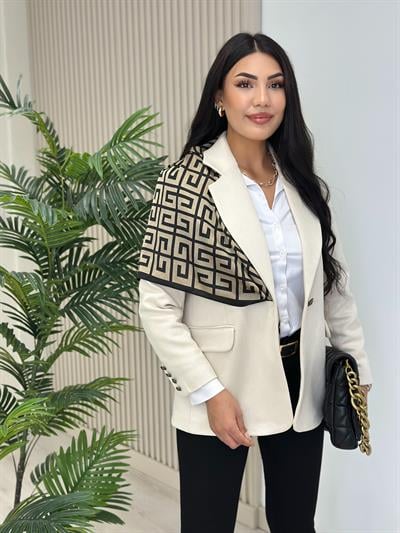 Süet Oversıze Astarlı Tek Düğme Ceket Bej