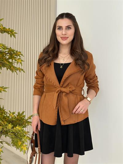 Süet Tasarım Ceket Taba