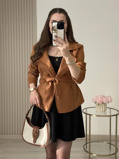 Süet Tasarım Ceket Taba