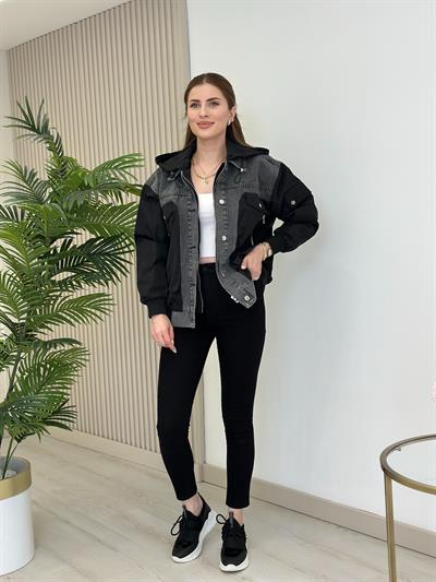 Tasarım Kot Detay Ceket Siyah