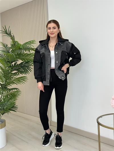 Tasarım Kot Detay Ceket Siyah