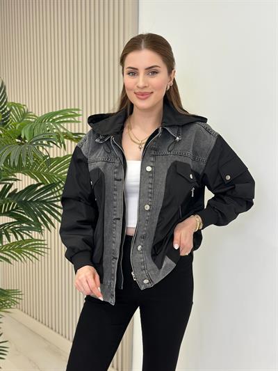 Tasarım Kot Detay Ceket Siyah