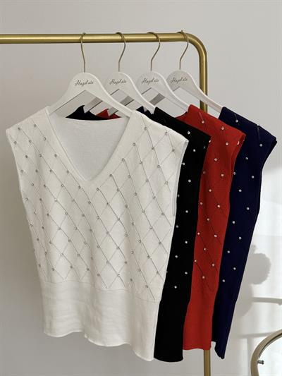 Taşlı Baklava Desen Merserize Kırmızı