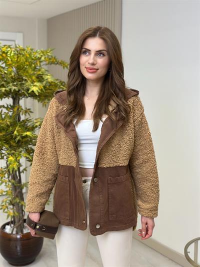 Teddy Kot Detaylı Mont Kahve