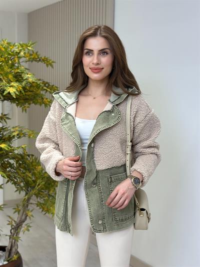 Teddy Kot Detaylı Mont Mint