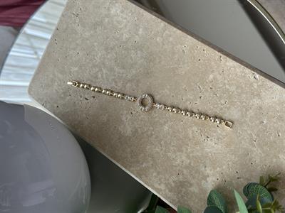 Tek Daire Taşlı Bileklik Gold