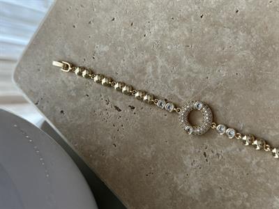 Tek Daire Taşlı Bileklik Gold