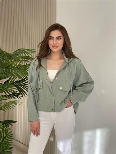 Tensel Kumaş Gold Çıtçıtlı Ceket Mint