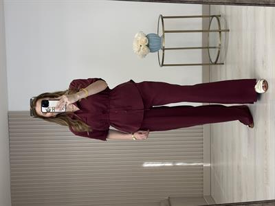 Tiril Beli Bağcıklı Takım Bordo