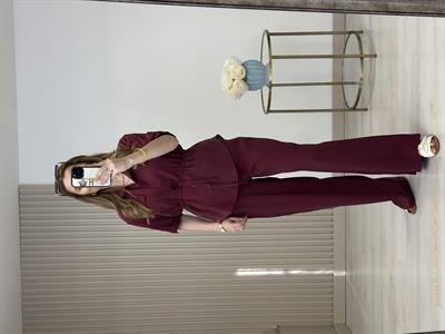 Tiril Beli Bağcıklı Takım Bordo