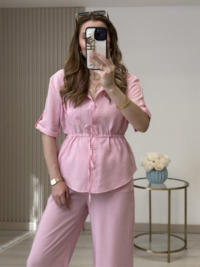 Tiril Beli Bağcıklı Takım Pembe