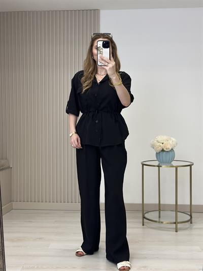 Tiril Beli Bağcıklı Takım Siyah