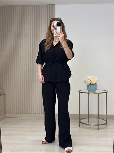 Tiril Beli Bağcıklı Takım Siyah