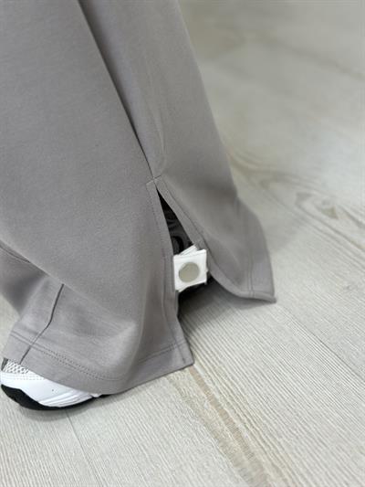 Twst Orj. Marka Paçası Çıtçıt Detaylı Eşofman Altı Gri