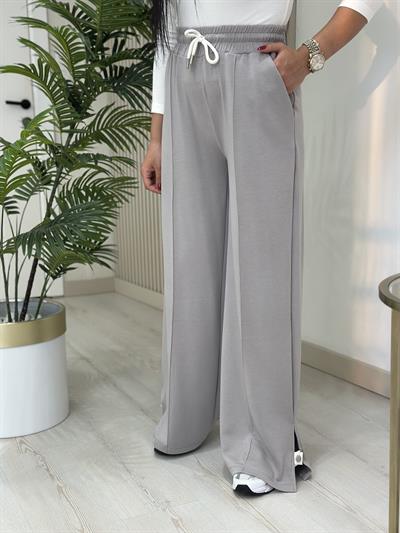 Twst Orj. Marka Paçası Çıtçıt Detaylı Eşofman Altı Gri