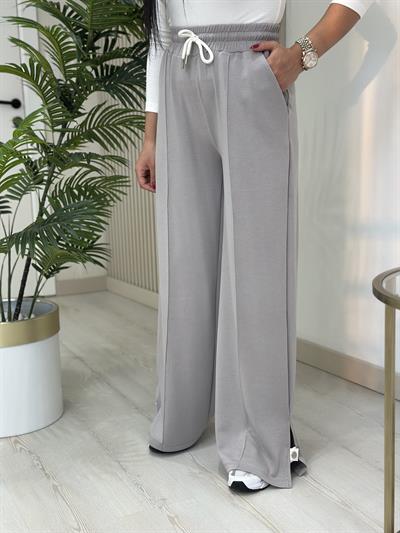 Twst Orj. Marka Paçası Çıtçıt Detaylı Eşofman Altı Gri