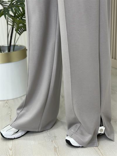 Twst Orj. Marka Paçası Çıtçıt Detaylı Eşofman Altı Gri